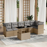 7-dijelni set vrtnih sofa od poliratana s jastucima bež 100 x 55 x 73 cm