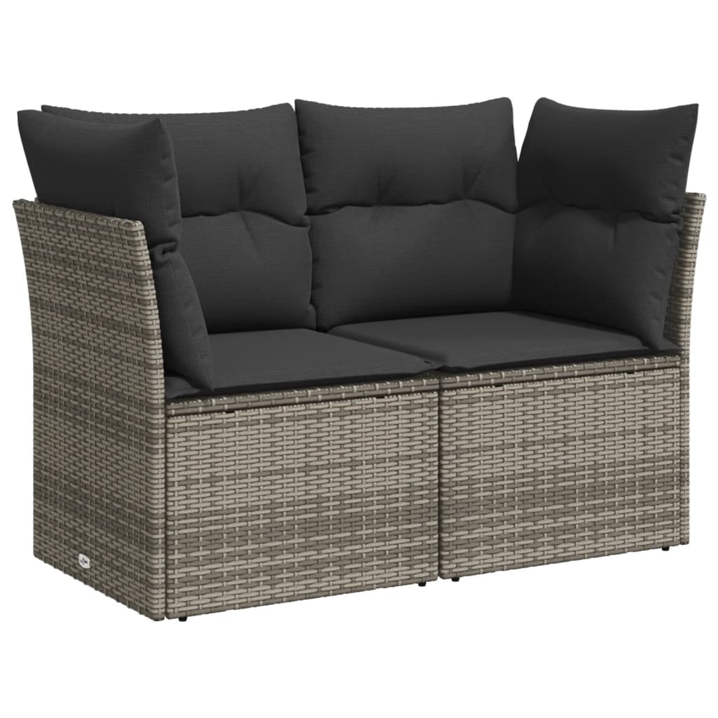 8-dijelni set vrtnih sofa od poliratana s jastucima sivi