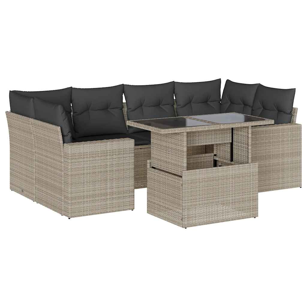 7-dijelni set vrtnih sofa svjetlosivi od poliratana