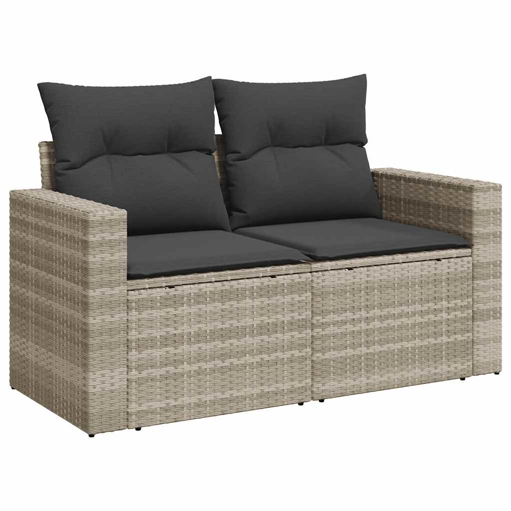 10-dijelni set vrtnih sofa poliratan s jastucima svijetlosivi