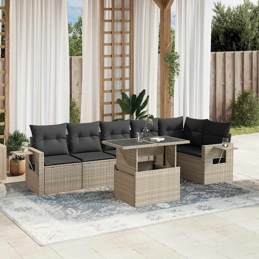 7-dijelni set vrtnih sofa svjetlosivi od poliratana