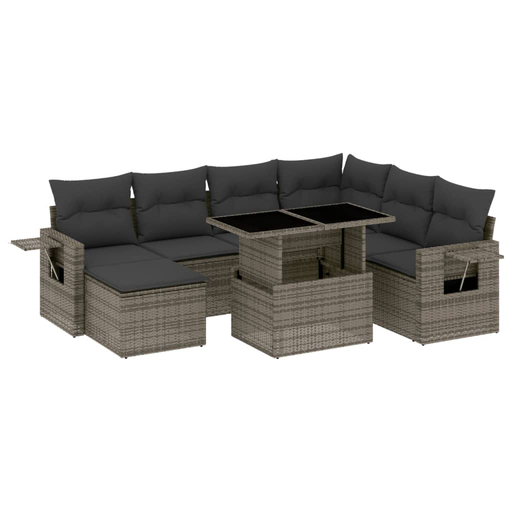 8-dijelni set vrtnih sofa od poliratana s jastucima sivi