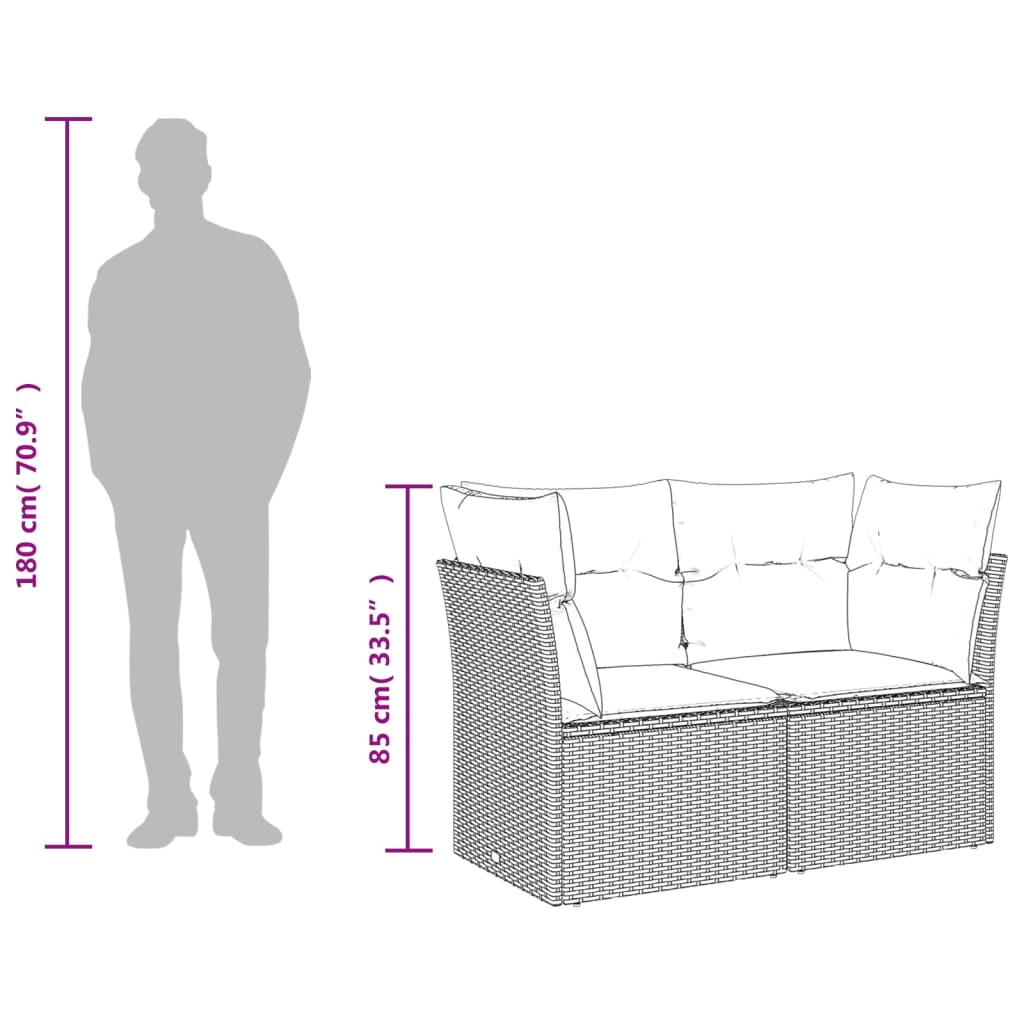 9-dijelni set vrtnih sofa od poliratana s jastucima sivi