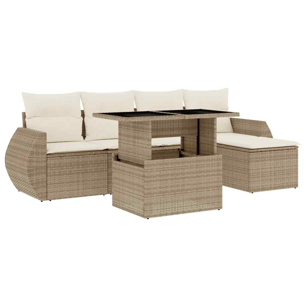 6-dijelni set vrtnih sofa s jastucima bež od poliratana 100 x 55 x 73 cm