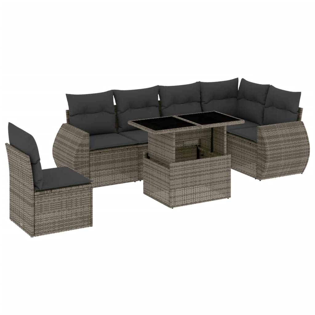 7-dijelni set vrtnih sofa sivi od poliratana