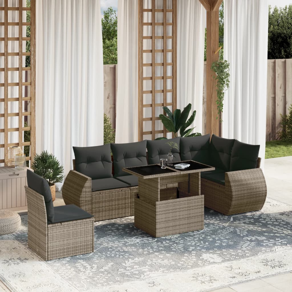 7-dijelni set vrtnih sofa sivi od poliratana