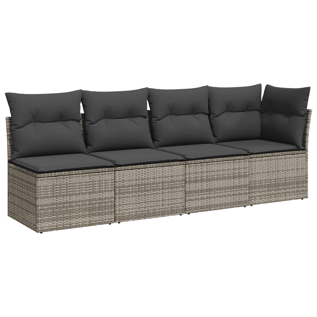 8-dijelni set vrtnih sofa od poliratana s jastucima sivi