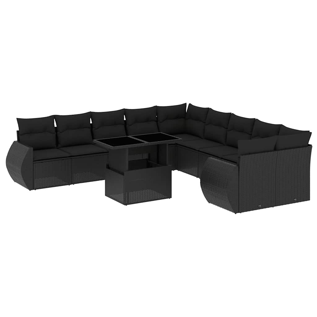 11-dijelni set vrtnih sofa poliratan s jastucima svijetlosivi