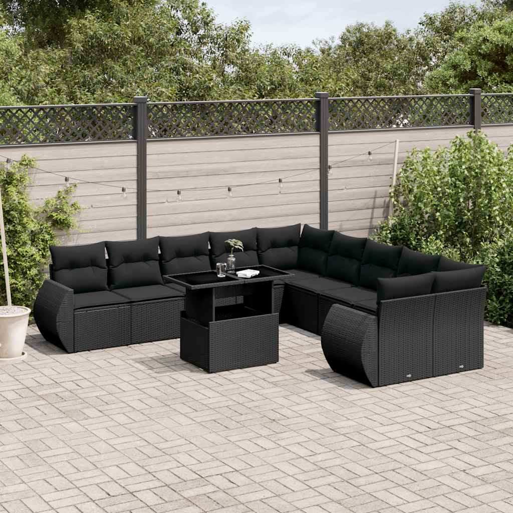 11-dijelni set vrtnih sofa poliratan s jastucima svijetlosivi