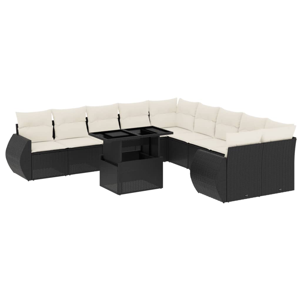 11-dijelni set vrtnih sofa poliratan s jastucima svijetlosivi