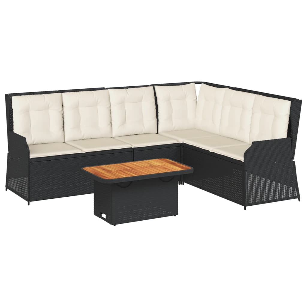 5-dijelna vrtna garnitura od poliratana s jastucima crna 90 x 55 x 71 cm