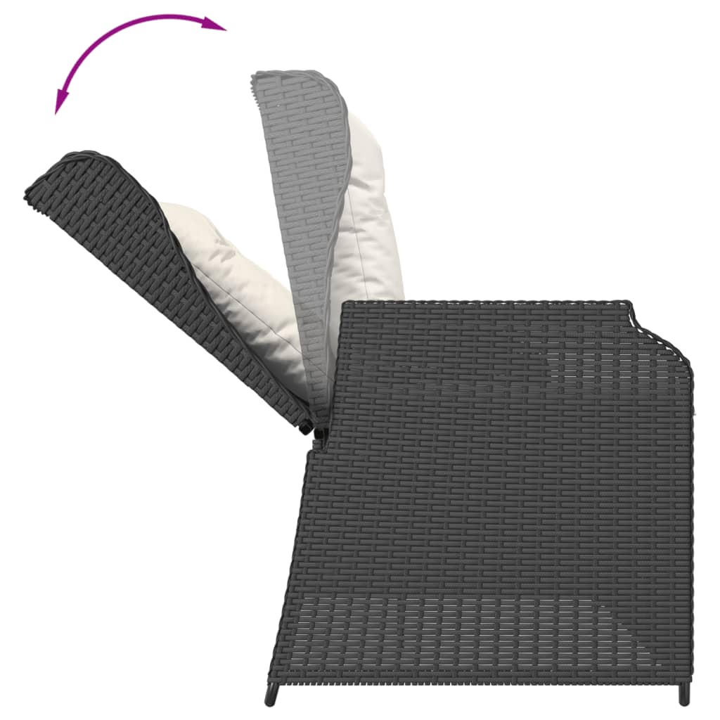 5-dijelna vrtna garnitura od poliratana s jastucima crna 90 x 55 x 71 cm