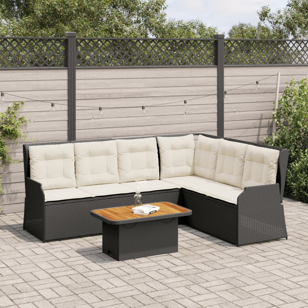 5-dijelna vrtna garnitura od poliratana s jastucima crna 90 x 55 x 71 cm