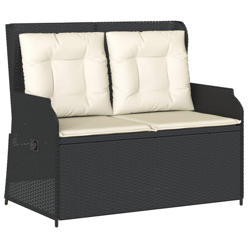 3-dijelna vrtna garnitura od poliratana s jastucima crna 90 x 55 x 40/71 cm