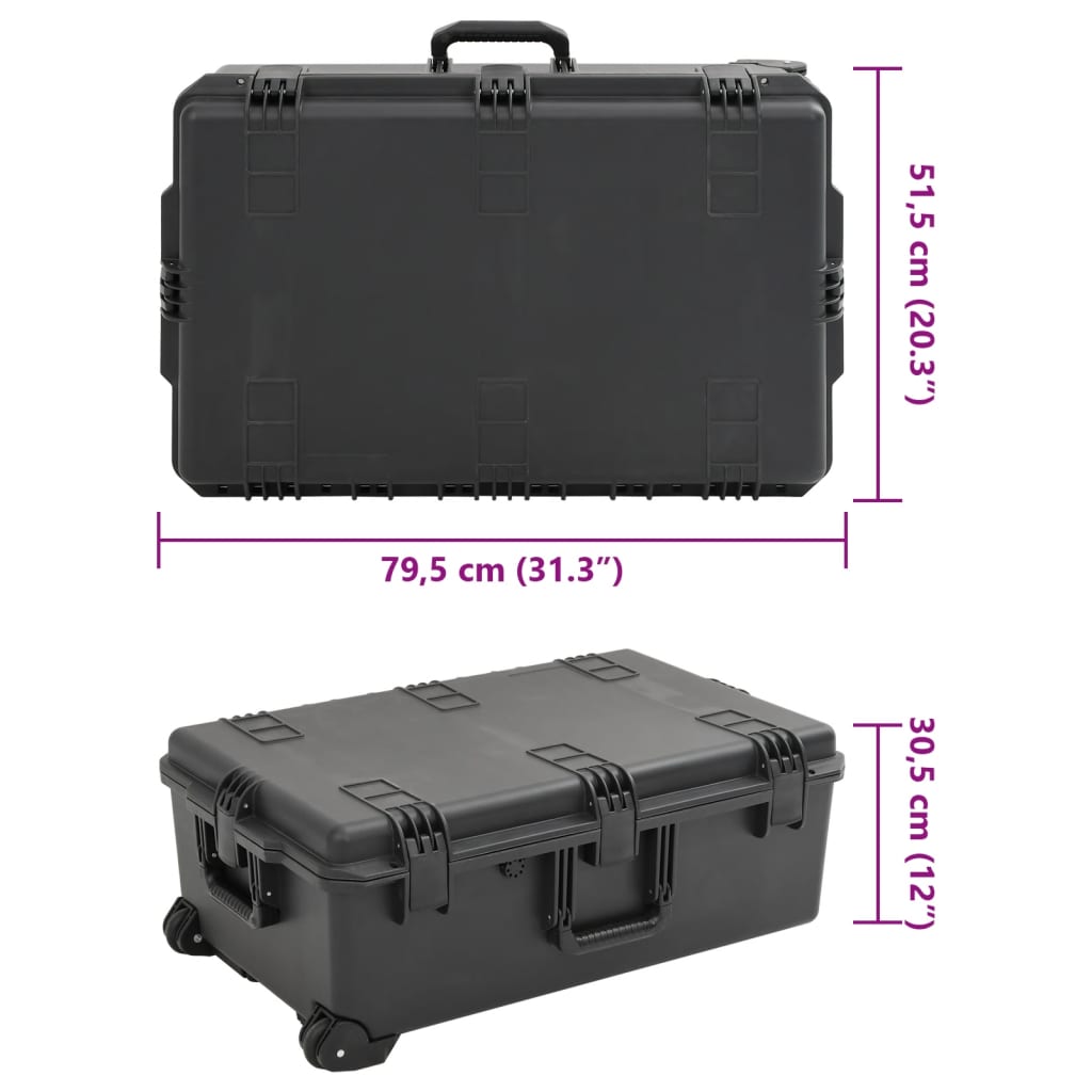 Prijenosni kovčeg crni 79,5x51,5x30,5 cm od PP-a