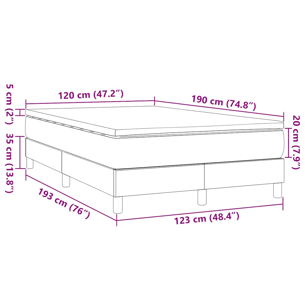 Krevet box spring s madracem crni 120 x 190 cm od tkanine