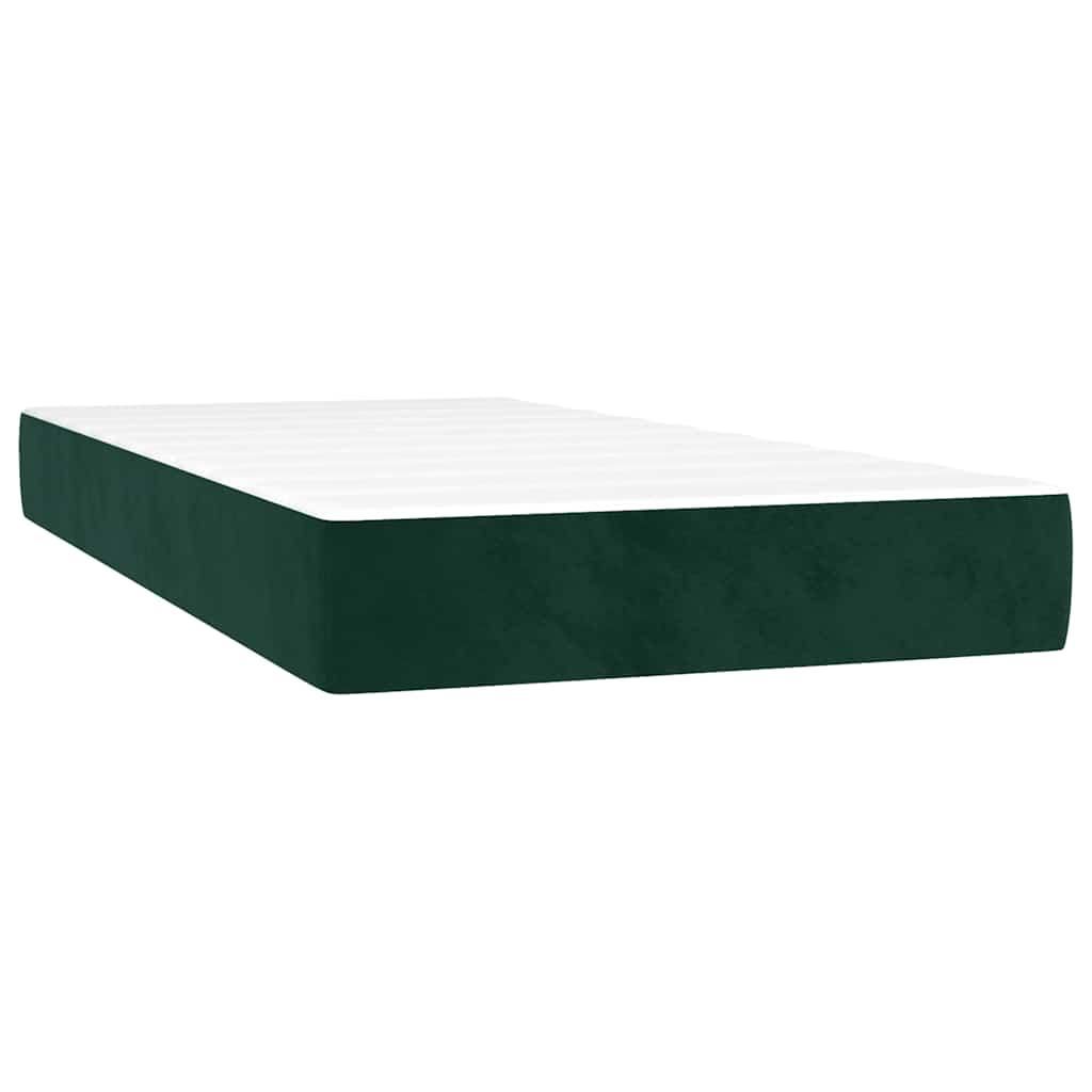 Krevet box spring s madracem tamnozeleni 120x190 cm baršunasti