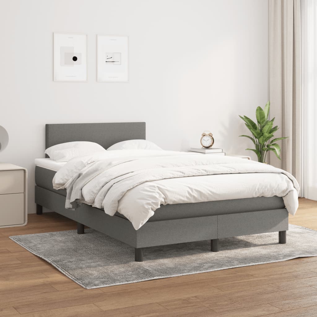 Krevet box spring s madracem tamnosivi 120 x 190 cm tkanina