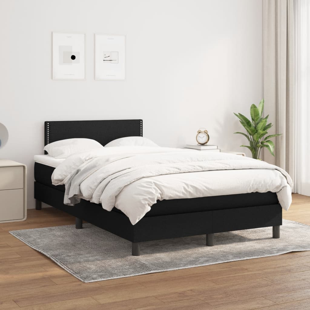 Krevet box spring s madracem crni 120 x 190 cm od tkanine