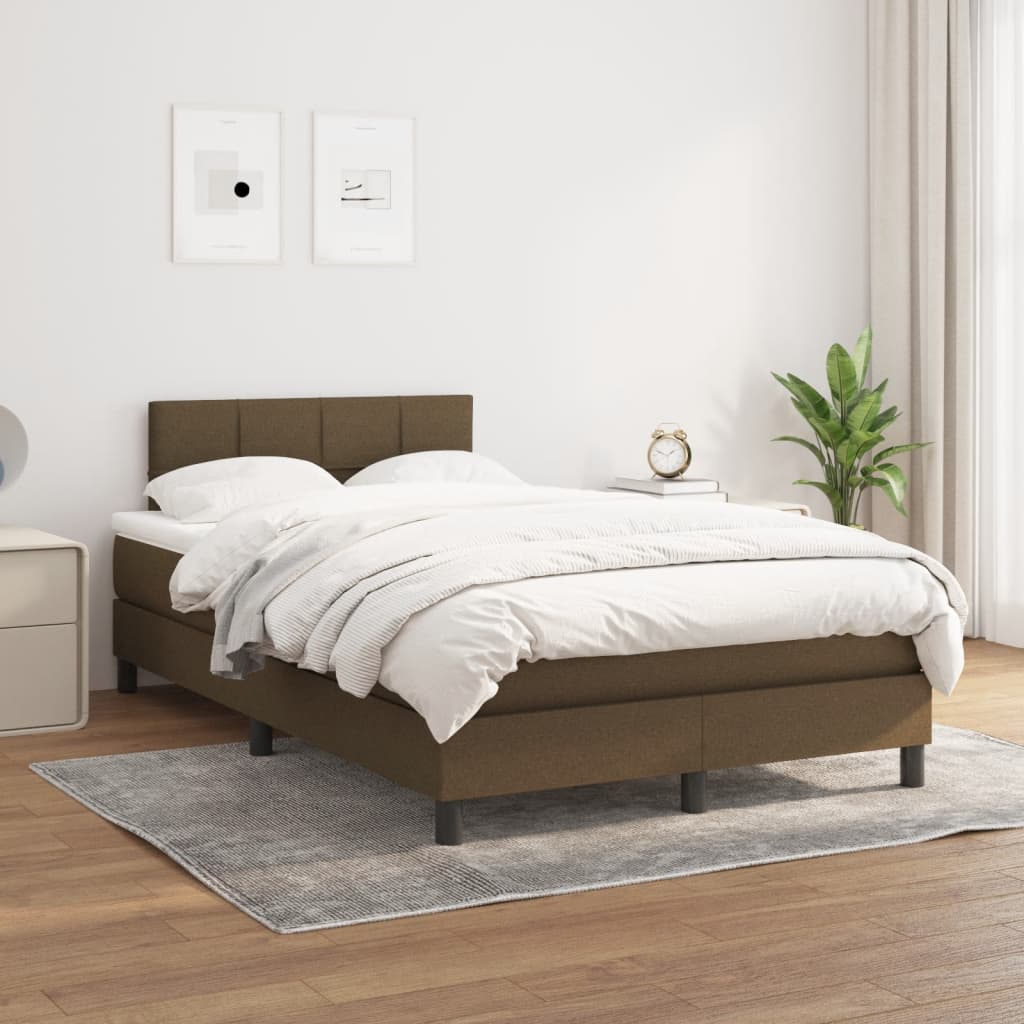 Krevet box spring s madracem tamnosmeđi 120 x 190 cm od tkanine