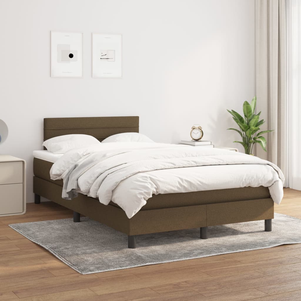 Krevet box spring s madracem tamnosmeđi 120 x 190 cm od tkanine