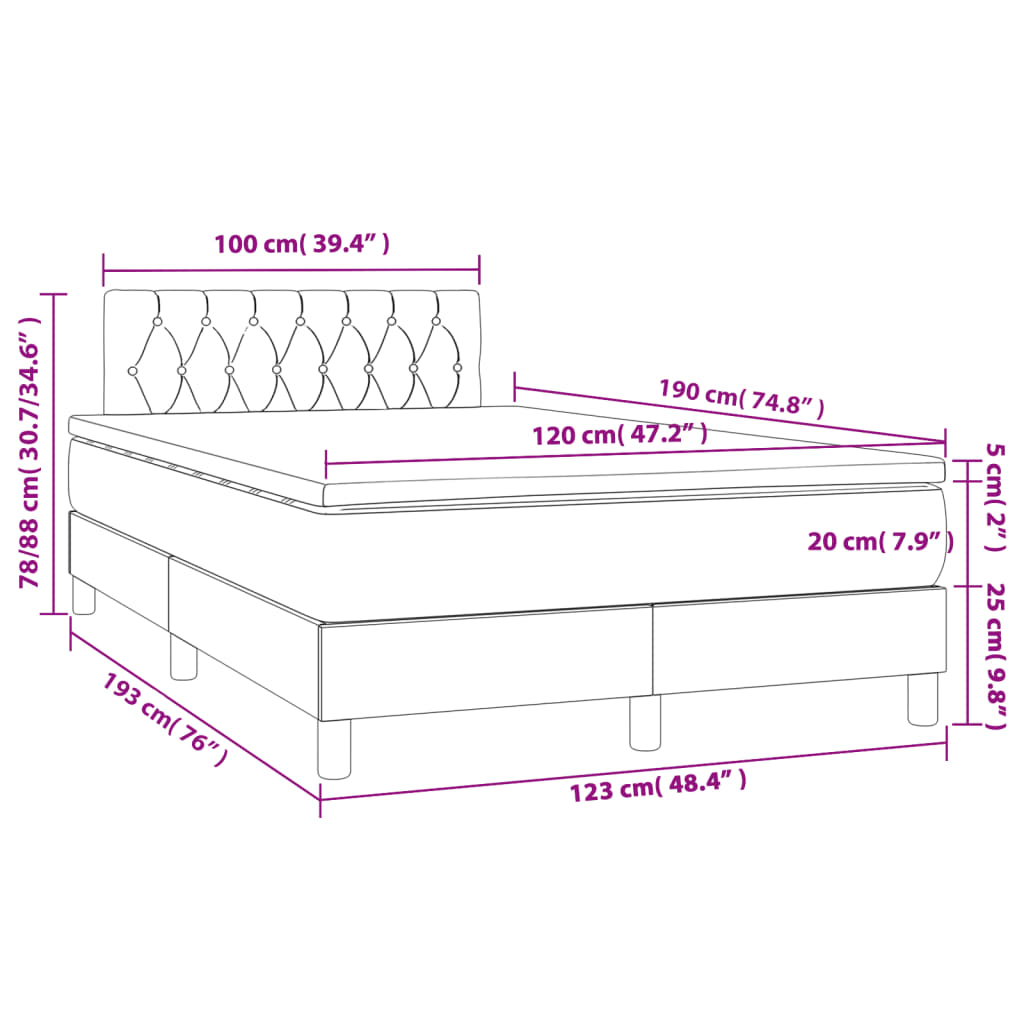 Krevet box spring s madracem krem 120 x 190 cm od tkanine