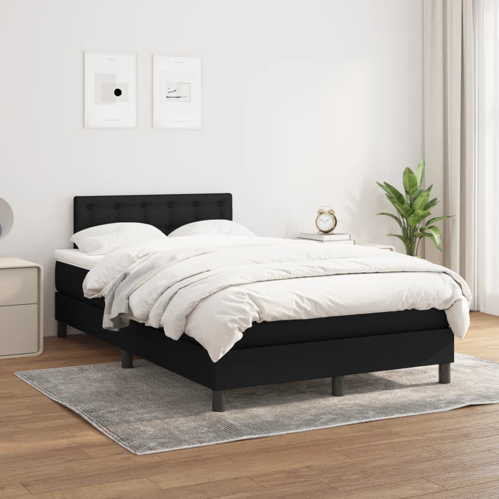 Krevet box spring s madracem crni 120 x 190 cm od tkanine