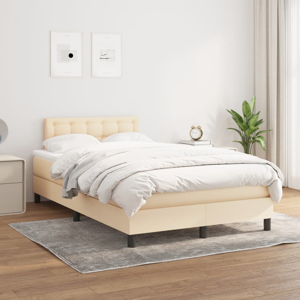 Krevet box spring s madracem krem 120 x 190 cm od tkanine