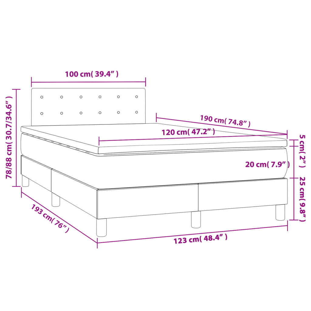Krevet box spring s madracem krem 120 x 190 cm od tkanine