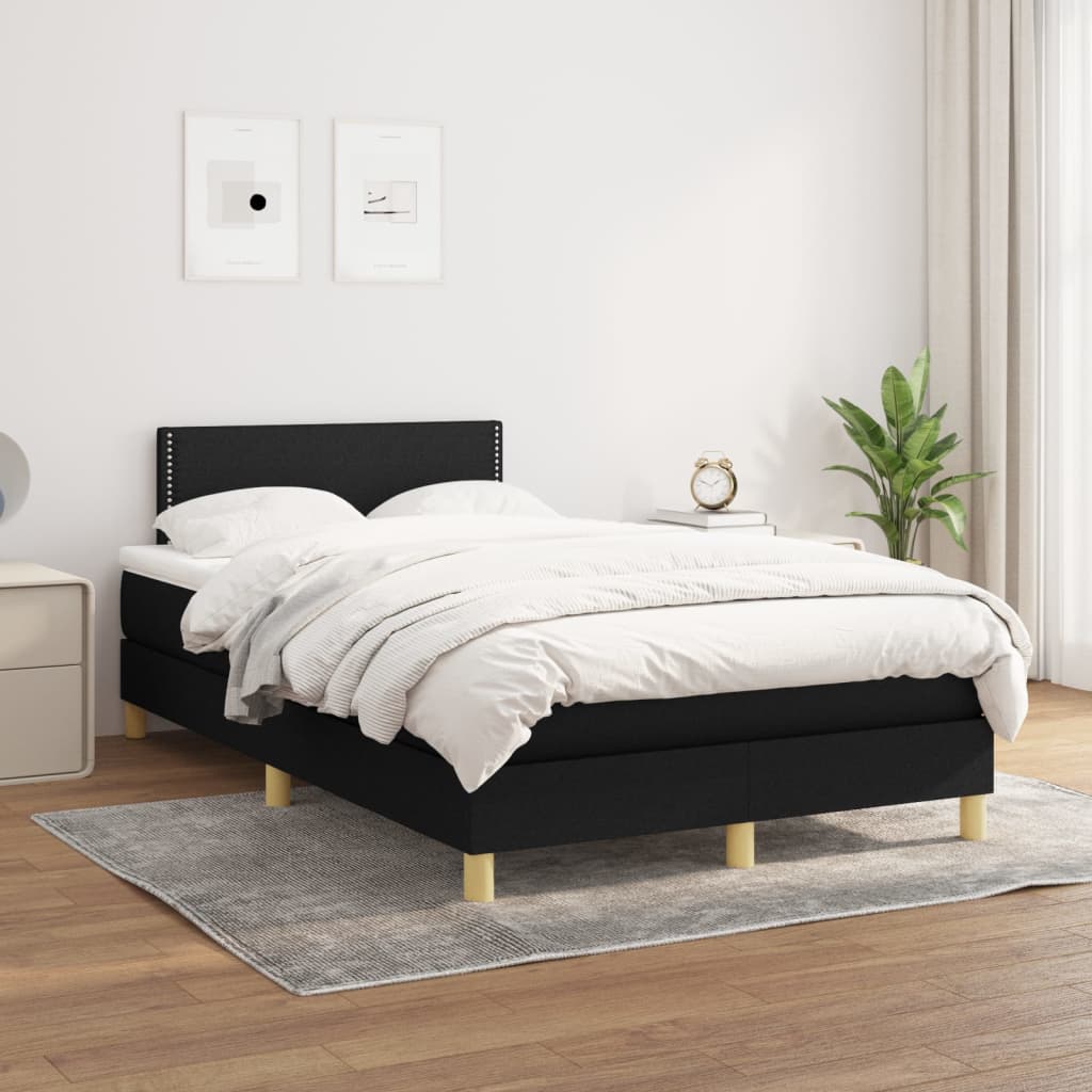 Krevet box spring s madracem crni 120 x 190 cm od tkanine