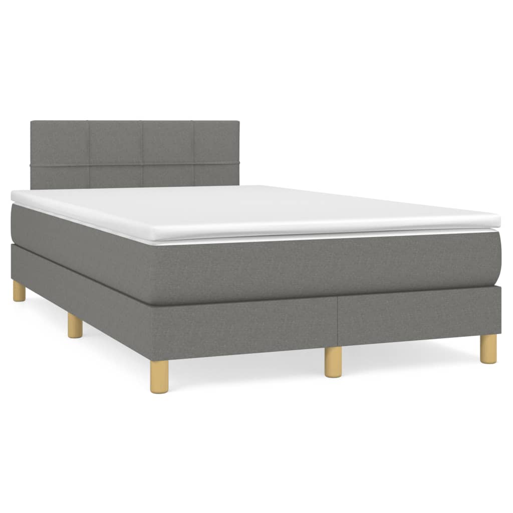 Krevet box spring s madracem tamnosivi 120 x 190 cm tkanina