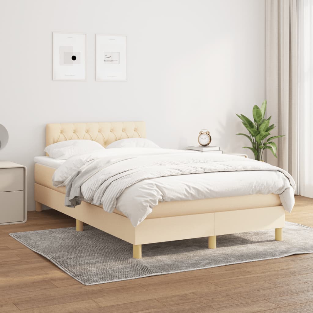 Krevet box spring s madracem krem 120 x 190 cm od tkanine