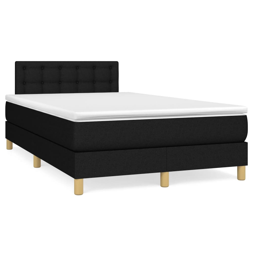 Krevet box spring s madracem crni 120 x 190 cm od tkanine