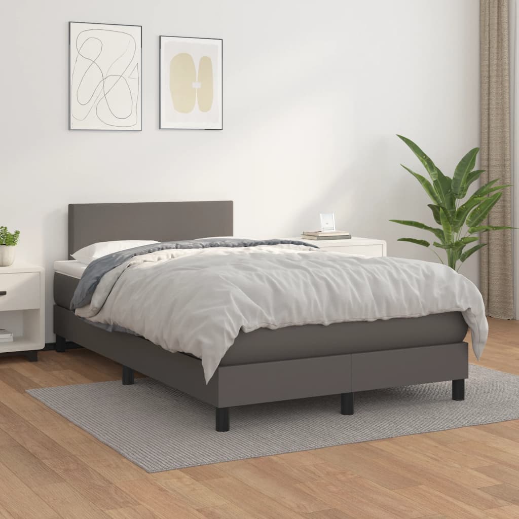 Krevet s oprugama i madracem sivi 120x190 cm od umjetne kože