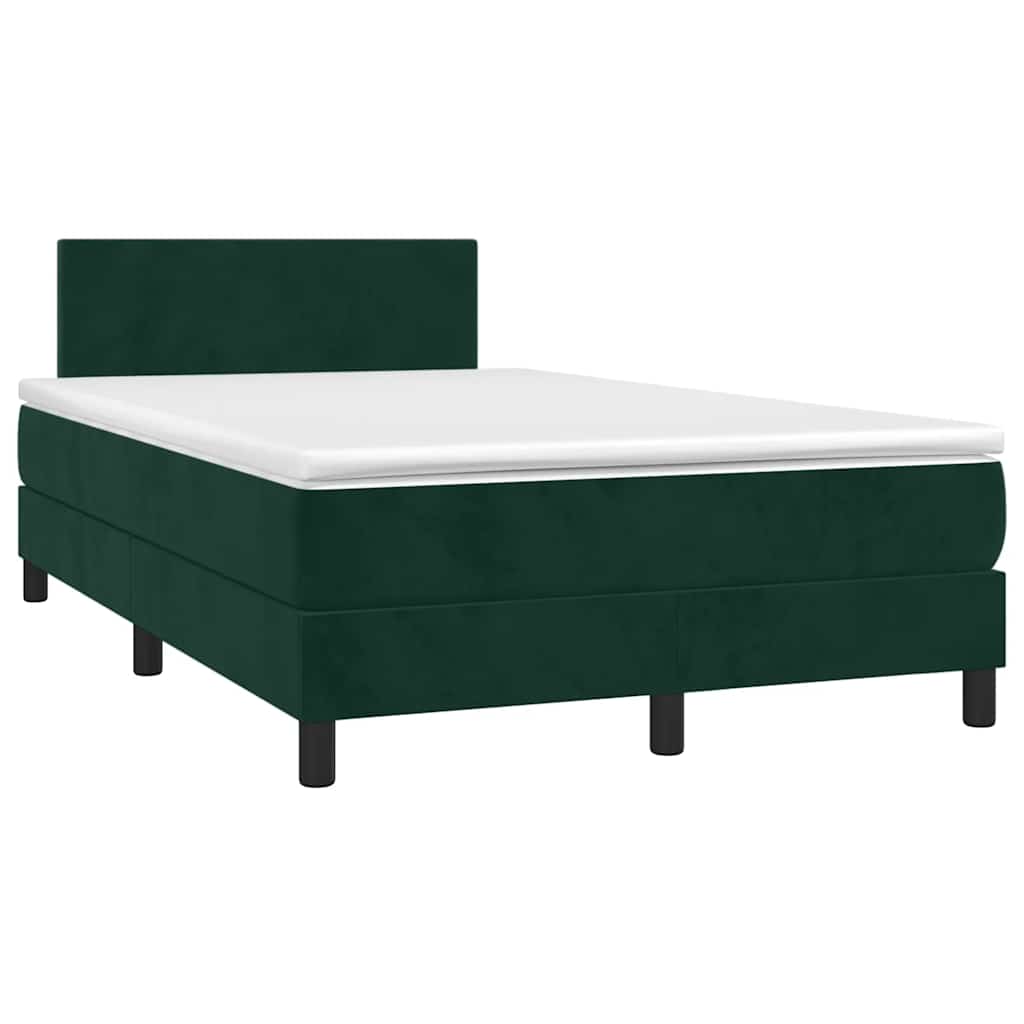 Krevet box spring s madracem tamnozeleni 120x190 cm baršunasti