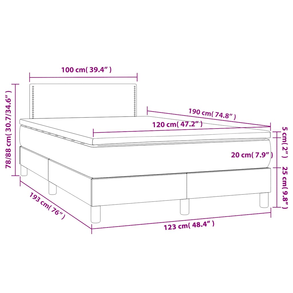 Krevet box spring s madracem tamnozeleni 120x190 cm baršunasti