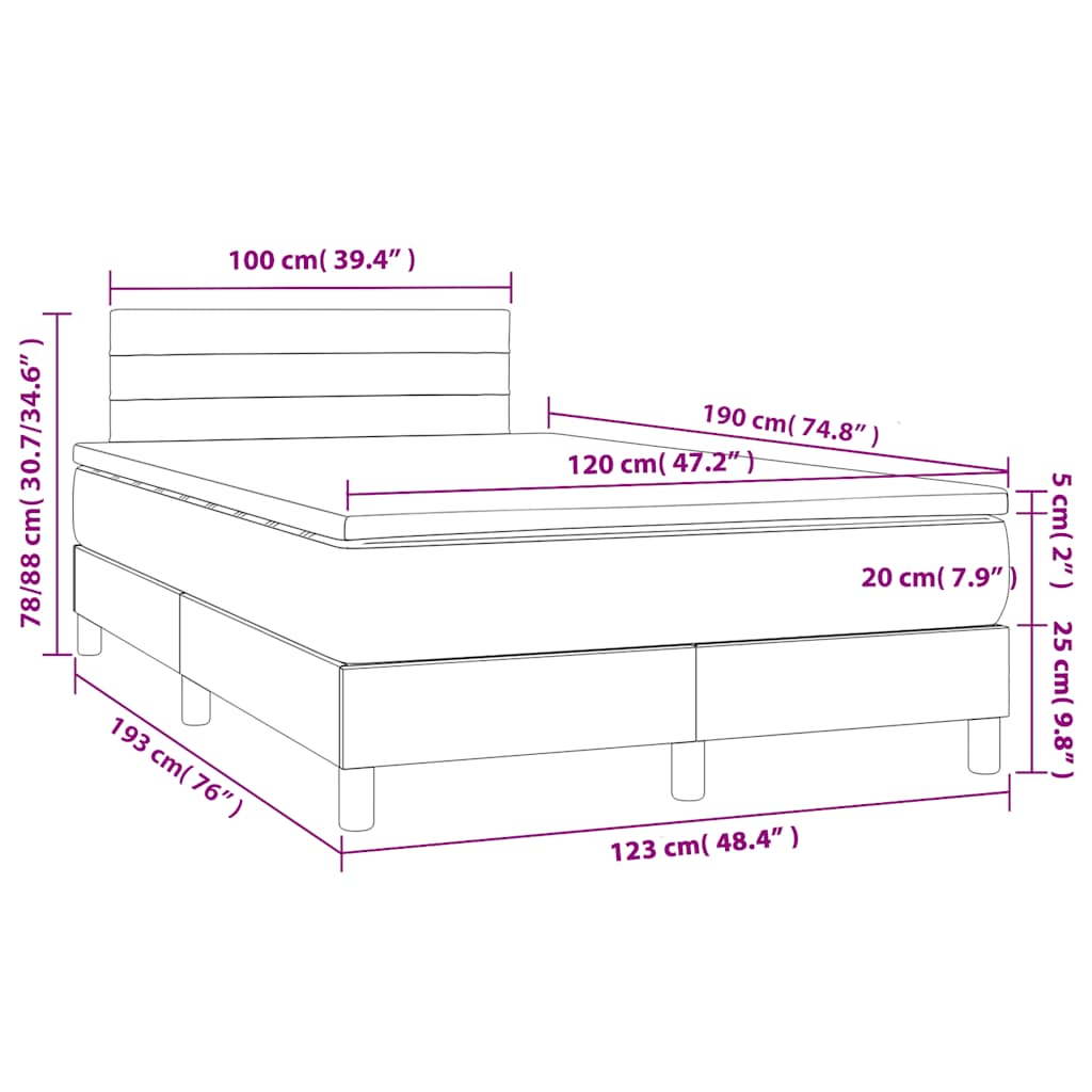 Krevet box spring s madracem tamnozeleni 120x190 cm baršunasti
