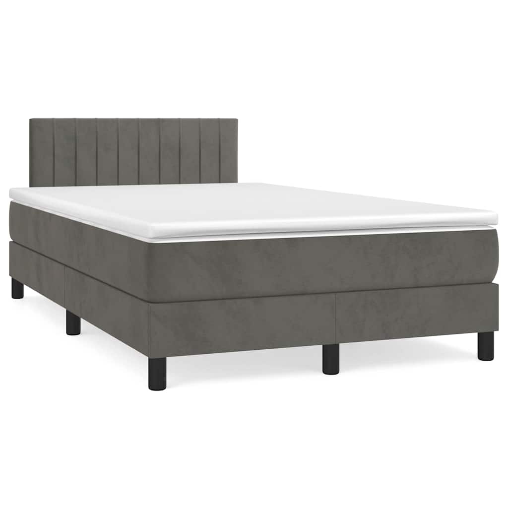 Krevet box spring s madracem tamnosivi 120 x 190 cm baršun