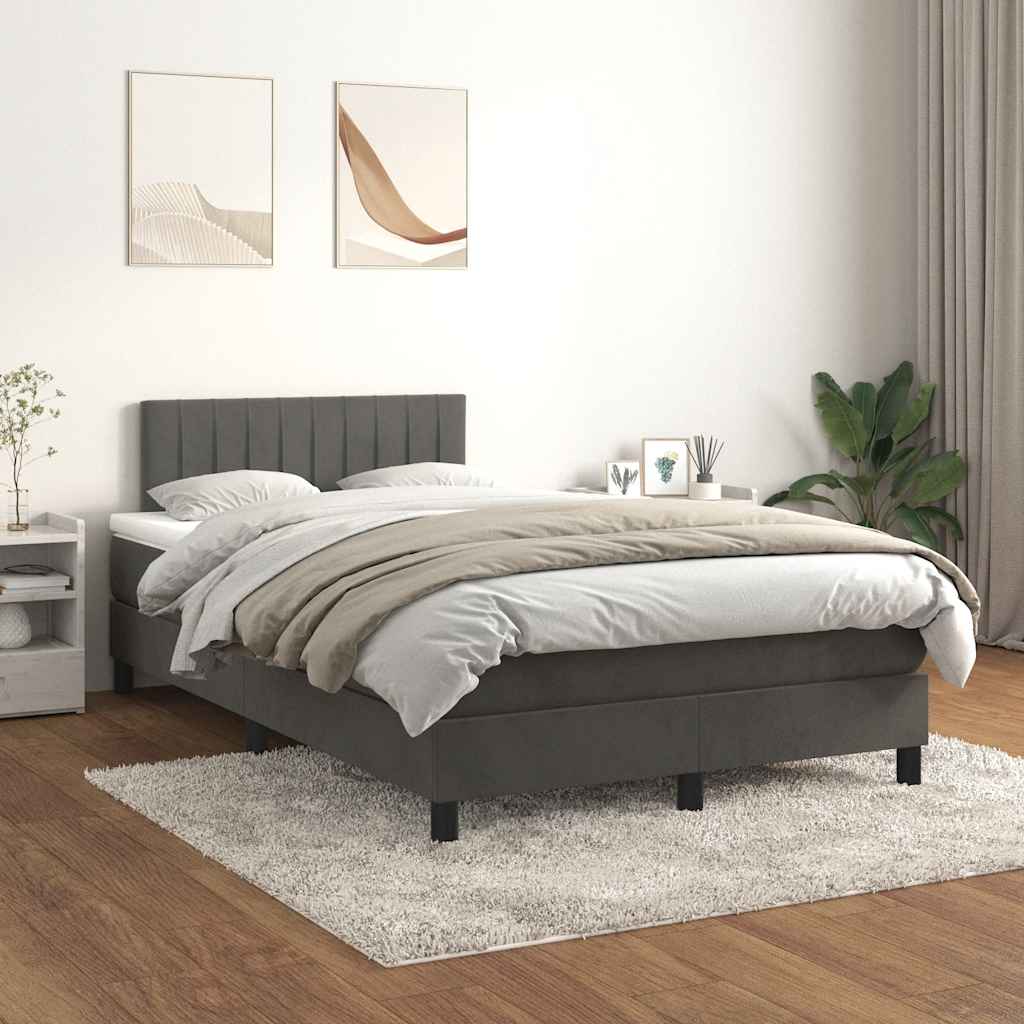 Krevet box spring s madracem tamnosivi 120 x 190 cm baršun