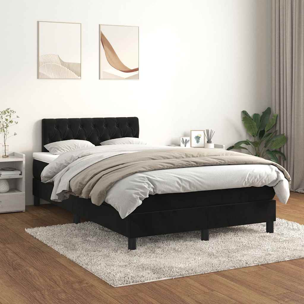 Krevet box spring s madracem crni 120 x 190 cm baršunasti
