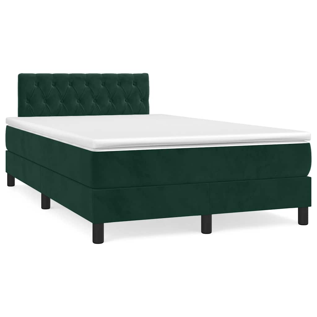 Krevet box spring s madracem tamnozeleni 120x190 cm baršunasti