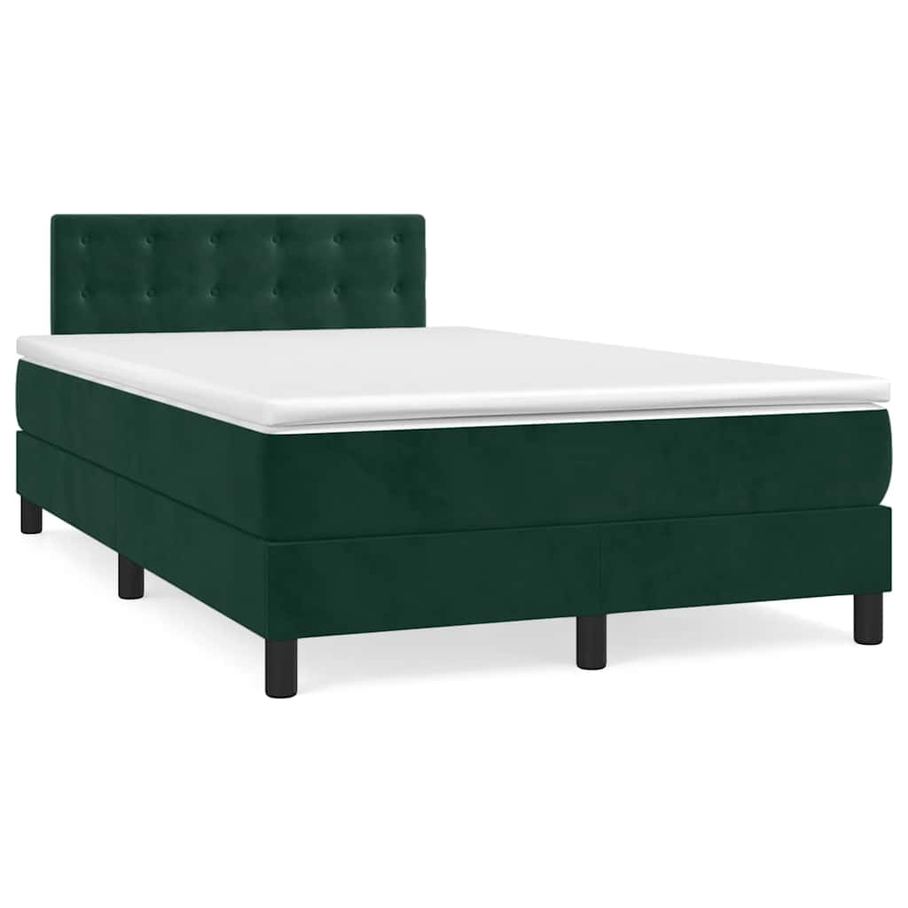Krevet box spring s madracem tamnozeleni 120x190 cm baršunasti