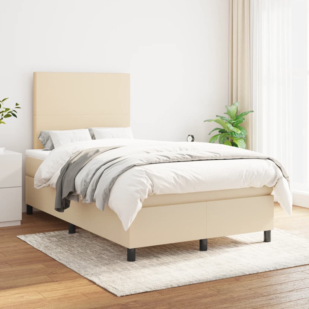 Krevet box spring s madracem krem 120 x 190 cm od tkanine
