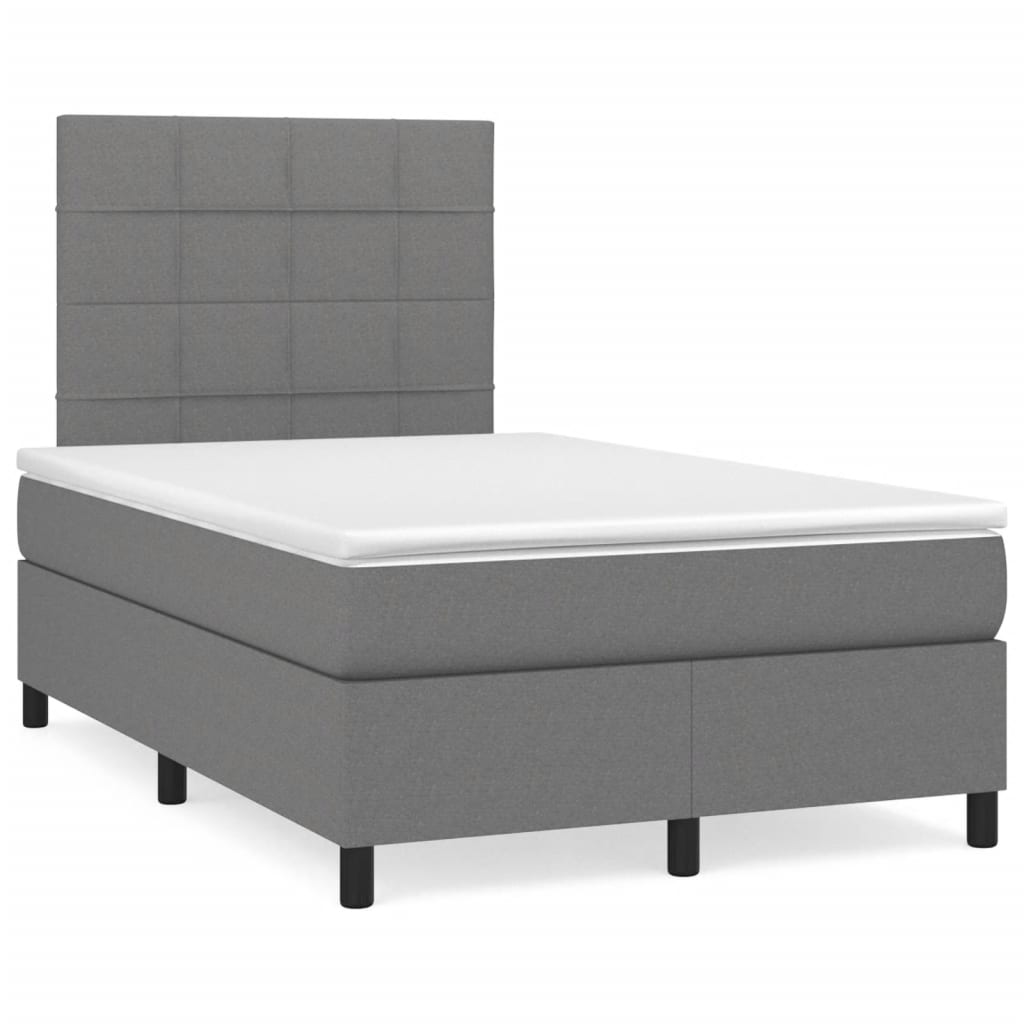 Krevet box spring s madracem tamnosivi 120 x 190 cm tkanina