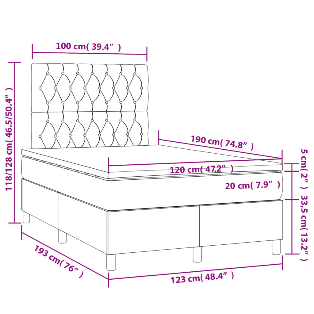 Krevet box spring s madracem krem 120 x 190 cm od tkanine