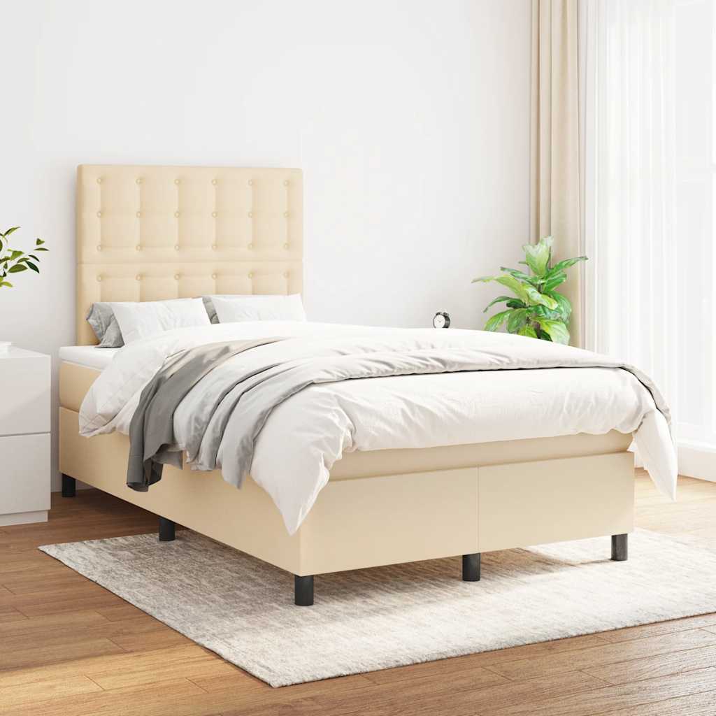 Krevet box spring s madracem krem 120 x 190 cm od tkanine