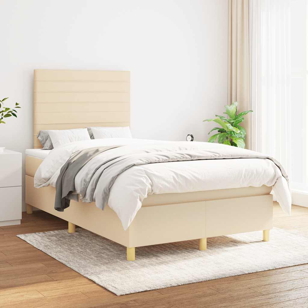 Krevet box spring s madracem krem 120 x 190 cm od tkanine