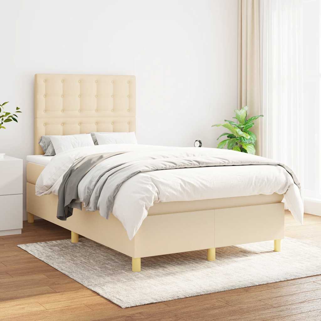 Krevet box spring s madracem krem 120 x 190 cm od tkanine