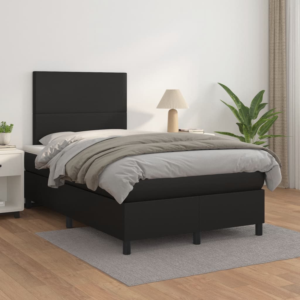 Krevet s oprugama i madracem crni 120x190 cm od umjetne kože