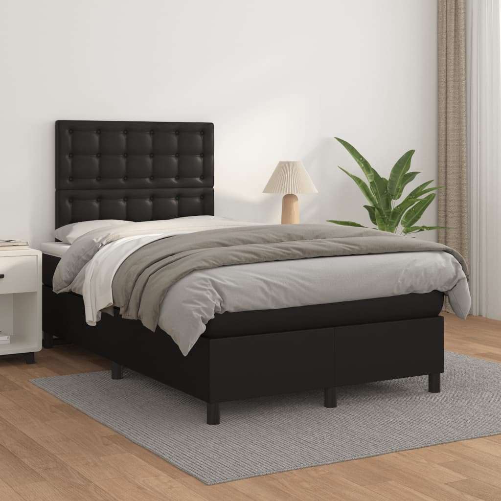 Krevet s oprugama i madracem crni 120x190 cm od umjetne kože